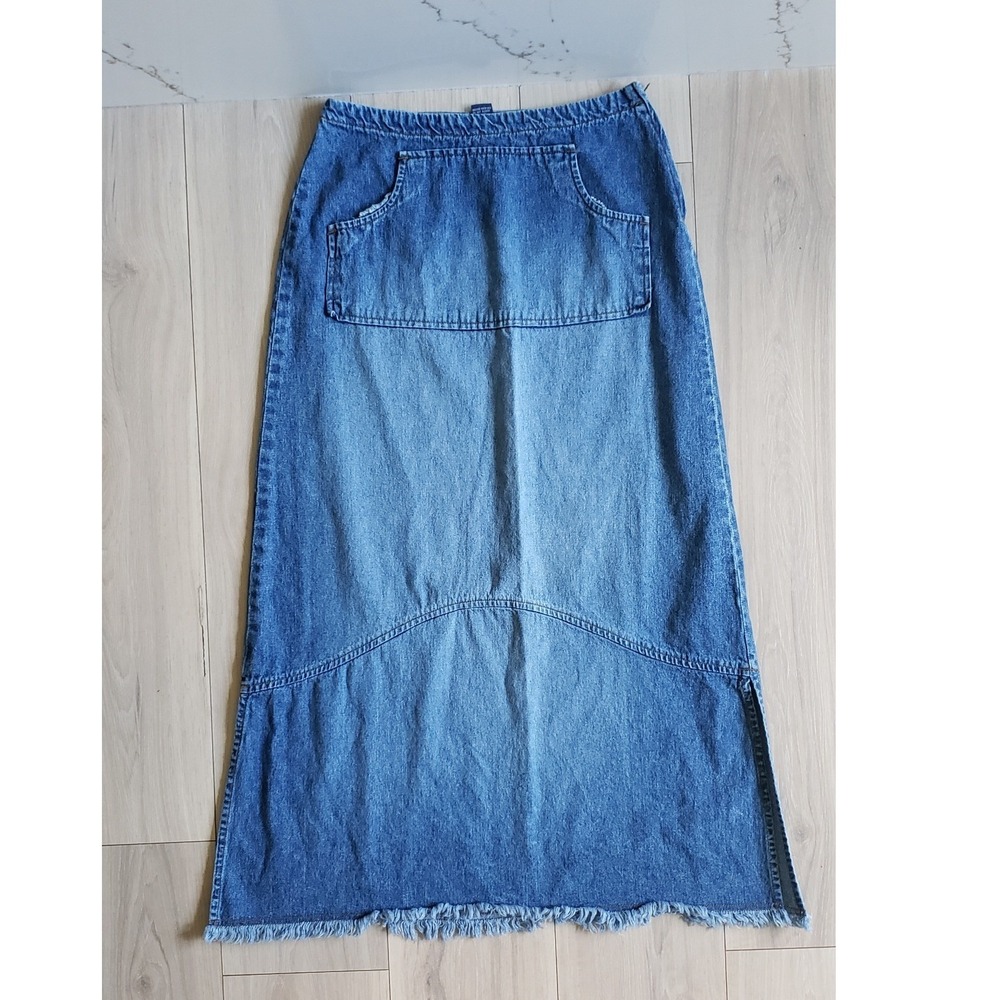 The Blues Skirt Womens 11 Denim Long‎ Maxi Frayed Hem Jean Skirts